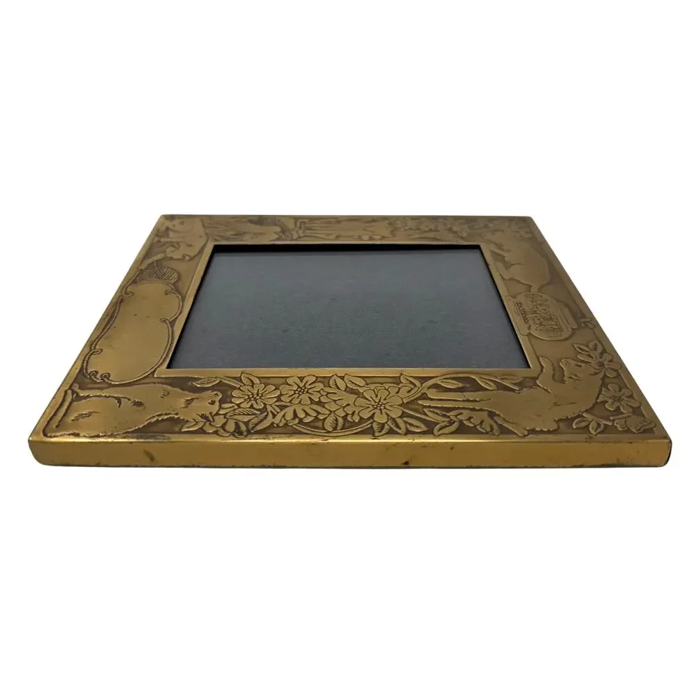 Vintage M.W. Carr Brass Cat Picture Frame 3x4 Solid Brass Kitten Decor